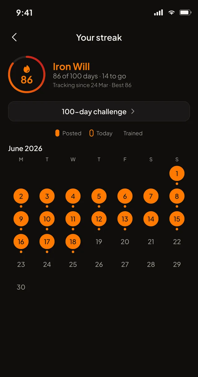 Streak calendar
