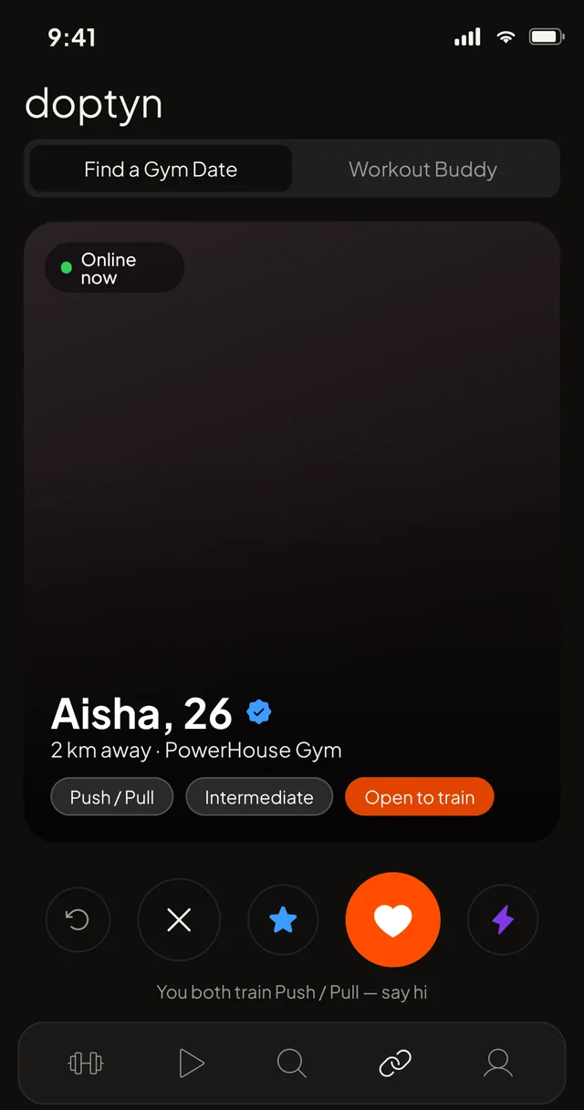 Doptyn Gym Date — match with people who train like you
